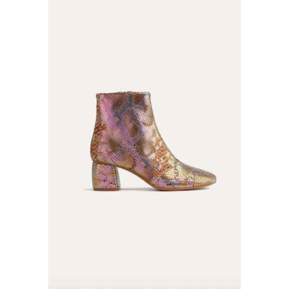 Forte Forte Chic Printed Snakeskin Leather Ankle Boots Caju Womens Size 39 US 8 - Picture 1 of 14